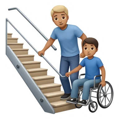 A man pushing a disabled kid down the stairs sticker