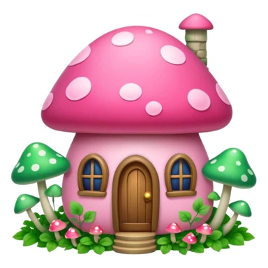 Pink girly mushroom house covered in vines sticker