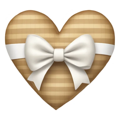 gingham beige heart with white bow sticker