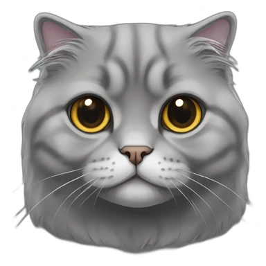all darkgrey Scottish Fold Cat long hair broken ear sticker