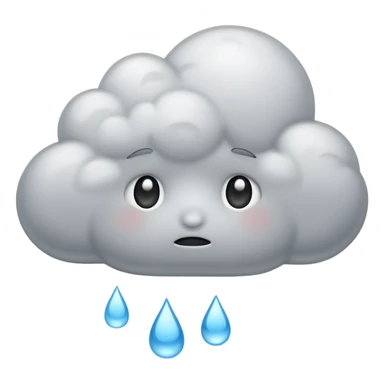 A sad cloud emoji with a rain drop sticker