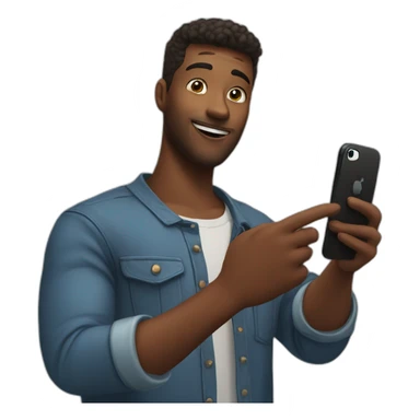 A man who taking selfie with Iphone 14 holding his phone I front of his chest like taking selfie in front of mirror sticker