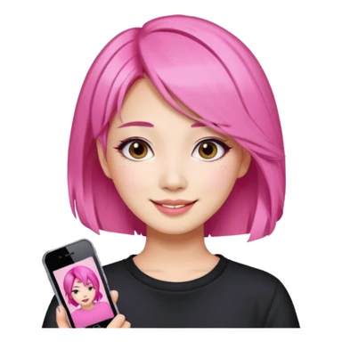 asian influencer pink hair selfie sticker