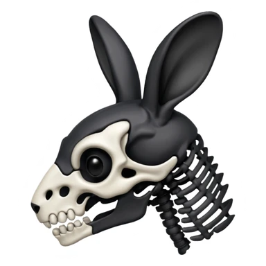 Tête de lapin squelette noire de profil avec des G à la place des yeux  sticker