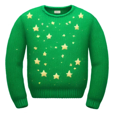 Knit green sweater with starry design sticker
