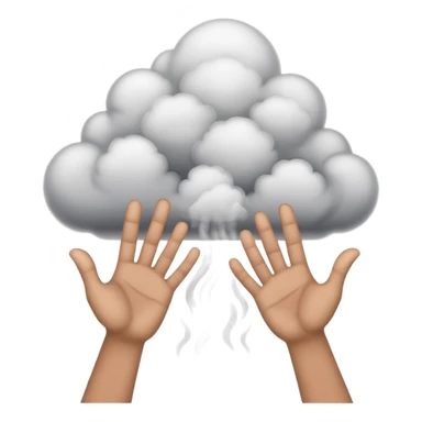 cartoon hands reaching out of a cloud of smoke sticker