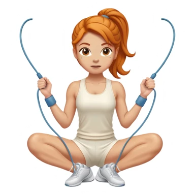 Ginger gym girl jump rope middle part hair stretching cream outfit sitting sticker