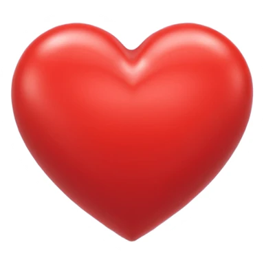 Un icono 3D de un corazón rojo brillante, estilo minimalista y moderno, textura suave y plástica (estilo claymorphism), iluminación de estudio con reflejos suaves, renderizado hiperrealista en alta resolución (8k), sobre un fondo de color sólido y contrastante sticker