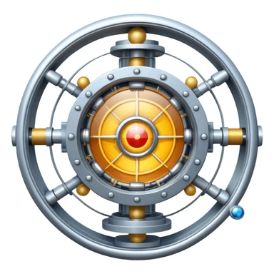 An icon featuring a large particle collider, atom symbols, and energy waves, symbolizing the field of physics. The design includes a lab setup with scientific equipment, representing experiments and fundamental forces of nature. Transparent background highlights the exploration of matter and energy. sticker