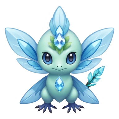 elemental icy floral ethereal glacial Axew-Rufflet-Brionne-Celebi-Pokémon-Fakémon-hybrid-creature sticker