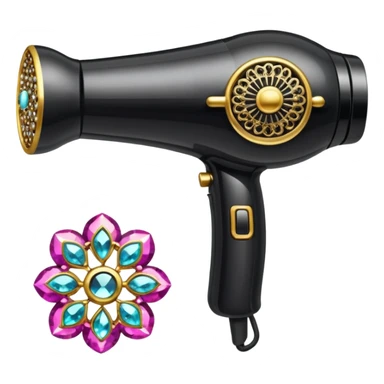 black blow dryer covered in jewelry sticker
