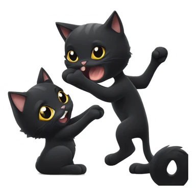 cute black cat slapping another black cat in the face sticker