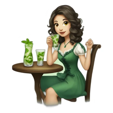 argentine girl in sherlock holmes dresses drinking mojito sticker