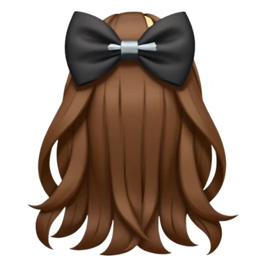 brown open hair from behind with a black bow sticker