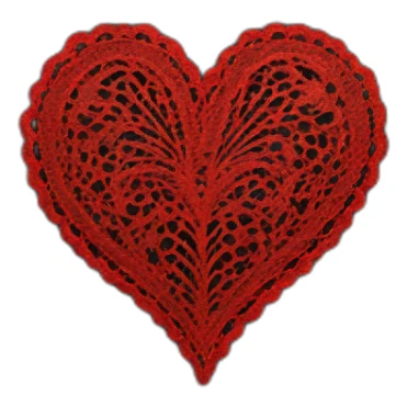 red lace on black leather heart sticker