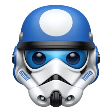a blueberry wearing a black storm trooper helmet sticker