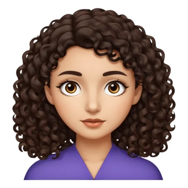 Morena, cabelo cacheado castanho escuro, com as pontas meia claras, rosto meio quadrado meio triangular, sobrancelhas arqueadas castanho escuro  sticker