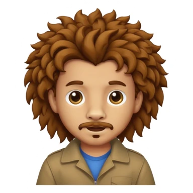 Make a cute boy lion with curly brown hair with a disconnected goatee and medium skin sticker