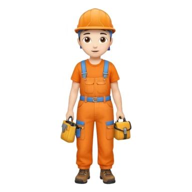 Repairs and Maintenance, Young, tools belt, wearing orange overalls, a cap and having tool belt, full body sticker