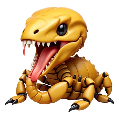 Cinematic Cute Yawning Emperor Scorpion Portrait Emoji, Head tilted slightly with a dramatic, wide-open yawn, showcasing a soft, textured exoskeleton with subtly drooping pincers and half-closed eyes in drowsy contentment, Simplified yet irresistibly adorable features, highly detailed, glowing with a soft, cozy glow, high shine, relaxed yet expressive, stylized with a dash of desert charm, soft glowing outline, capturing the essence of a sleepy yet affectionate scorpion that seems ready to stretch out for a nap! sticker