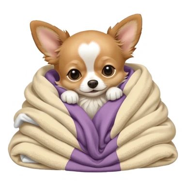 Long haired chihuahua, beige, with white chest and white socks, sleeping cutely under blanket sticker