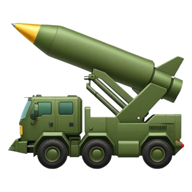 HIMARS rocket launcher, three-quarter view, simple details, military equipment, emoji style sticker