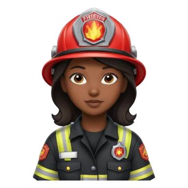 Firefighter girl with Black uniform sticker