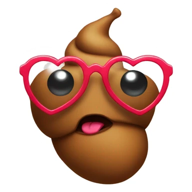 a poop emoji wearing heart glasses sticker