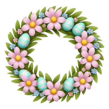 flower easter wreath in a shape of an egg sticker
