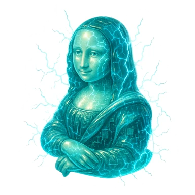 Mona Lisa electrocuted from all sides sticker
