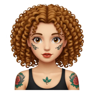 curley hair tattoo girl, full on face. sticker