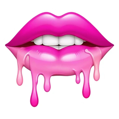 hot pink ombre glossy lips with white paint dripping off sticker