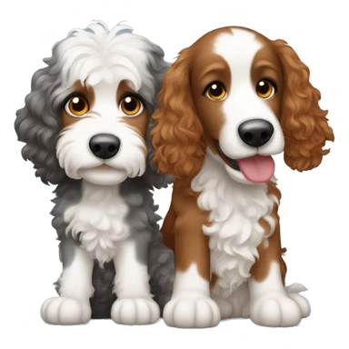redhead girl with tri merle bernedoodle sticker