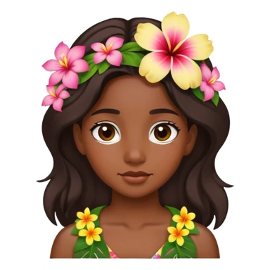 Hawaiian girl with flower in ear sticker