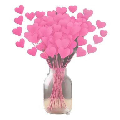 10000000 huge pink hearts on stems in a clear glass vase sticker