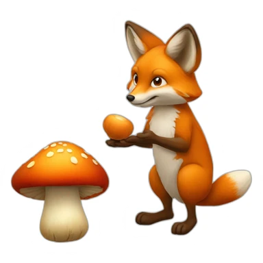 Renard sur un champignon sticker
