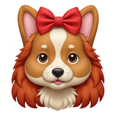 very red haired dog with a bow on hair sticker
