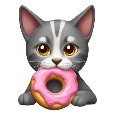 cat  eating donut sticker