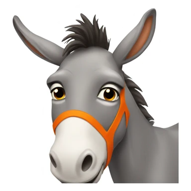 Donkey with a big orange mustach sticker