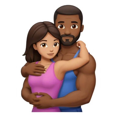 Black man with facial hair and muscles hug small brunette woman sticker