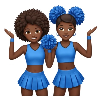 4 girls in a blue poms cheer stunt black skin, brown skin, white skin sticker