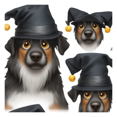 black dog with wizard hat sticker