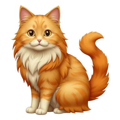 cat with long hair and light orange fur. full body.  sticker