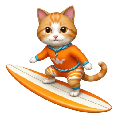 cat surfing in hawaian costum sticker