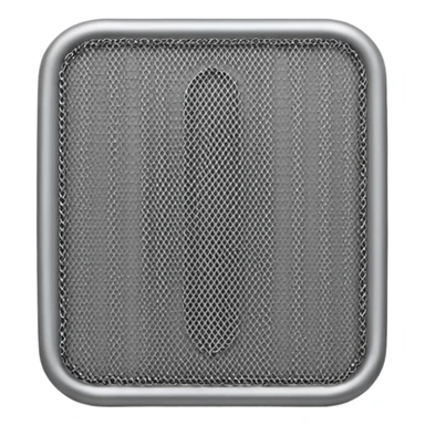3D render of Speaker Grille, made of interlocking chainmail metal rings, wire mesh texture, visible holes and negative space, metallic silver and grey, high contrast shadows, emoji style, isolated on white background --v 6.0. sticker