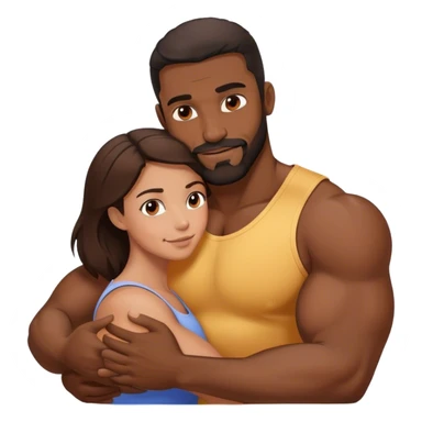 Black man with facial hair and muscles hug small pretty brunette woman sticker