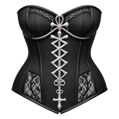 Black lace corset with silver ankh in the middle sticker