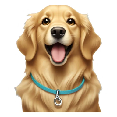 golden retriever holding a leash in her mouth sticker