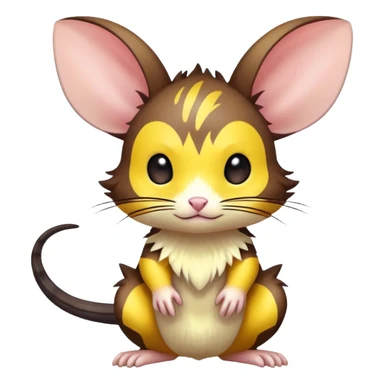 anime-style cute chibi Electric-elemental-type colorful dark-brown jerboa-Pokémon-Fakémon-animal-creature with yellow zig-zag-stripes sticker