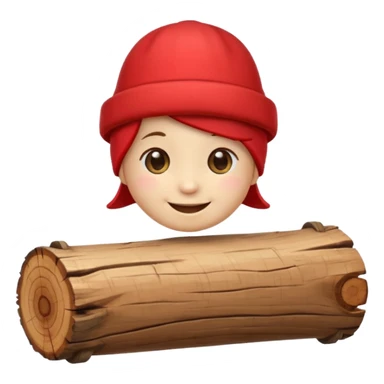reate a small, clean and expressive emoji in the style of Discord emojis, featuring the Catalan ‘Cagatió’ (Tió de Nadal). The emoji should show a cute wooden log with a friendly smiling face, wearing the traditional red ‘barretina’ hat, with small simple legs sticker
